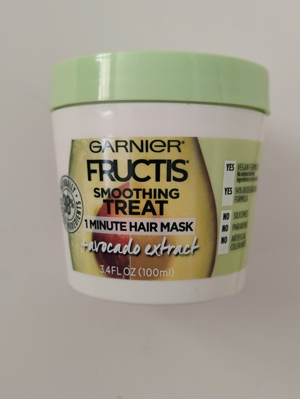 Garnier Fructis Smoothing + Avocado Hair Treat Hair Mask, 3.4 fl oz